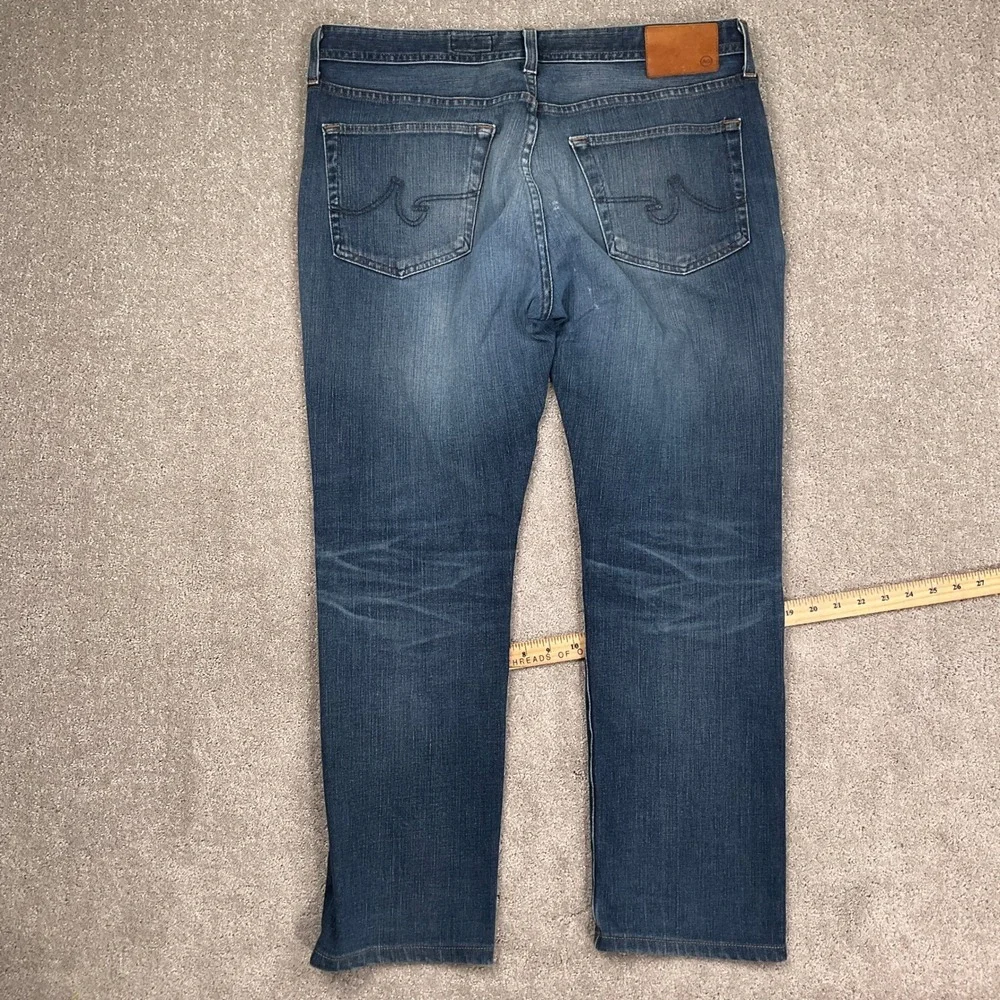 AG Everett Jeans Mens 36W 33L Blue Slim‎ Straight Denim 360 Stretch 80s VTG